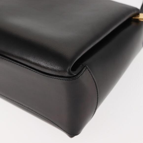 GUCCI Interlocking Hand Bag Leather Black Gold Auth fm4894